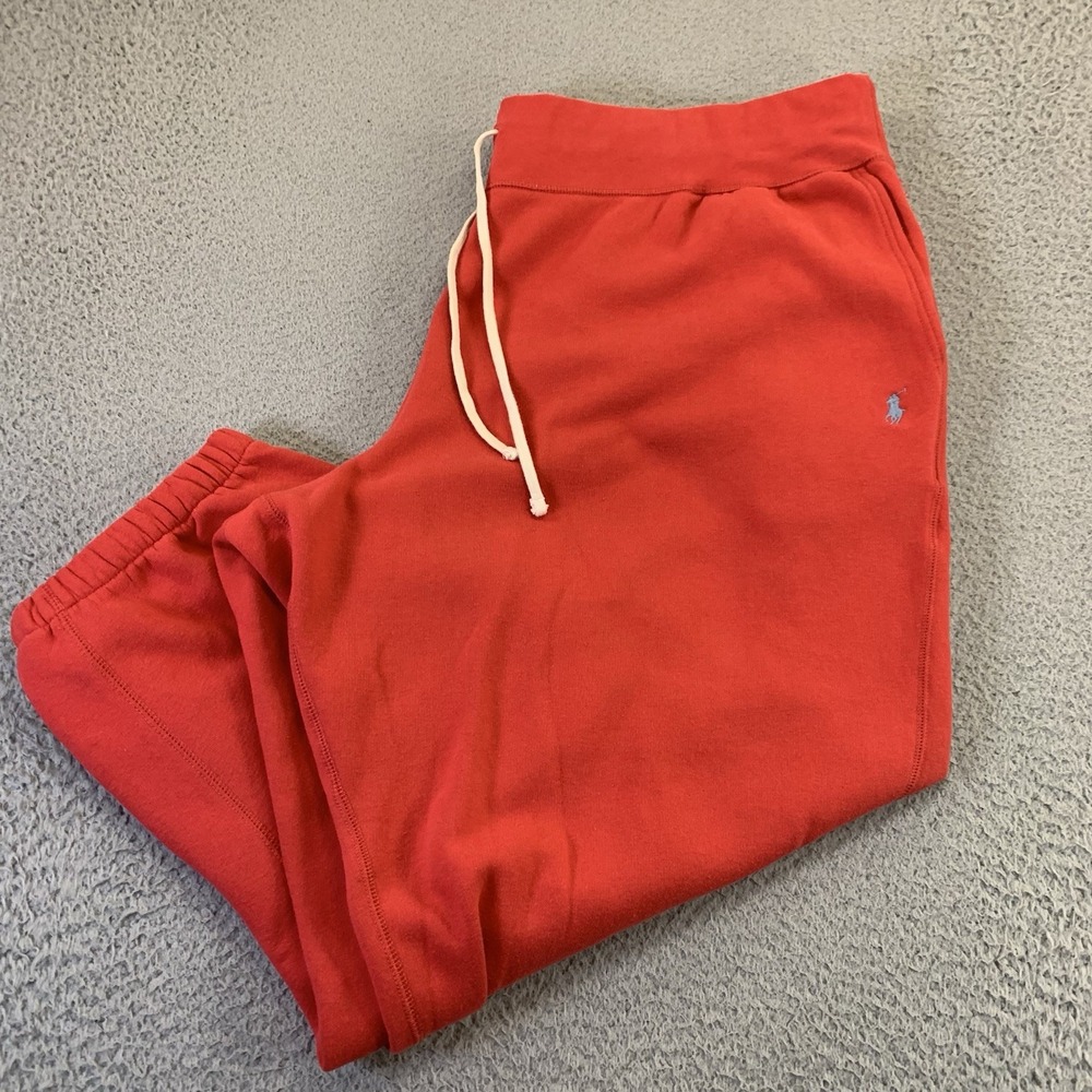 Polo Ralph Lauren Fleece Joggers Mens 3XB Red Drawstring Elastic Waist Pockets‎